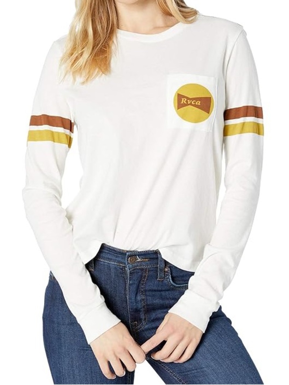 RVCA “The Balance of Opposites” Long Sleeve Pocket Tee - White‎ - Small